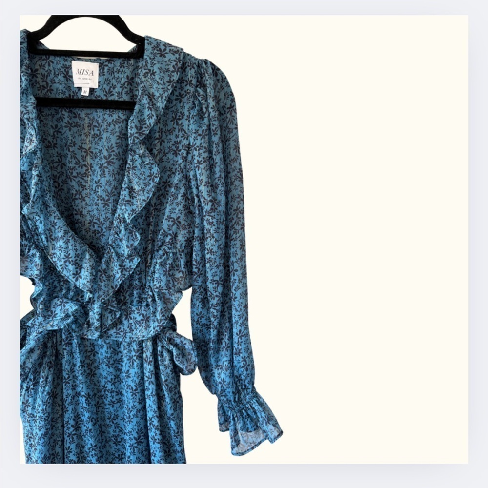MISA “Amelia” Ruffle Cutout Dress | Cerulean Blue | Women’s M | NWOT - Picture 4 of 10